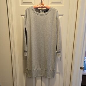 Ellen Tracy Light Gray Crewneck Sweatshirt Dress